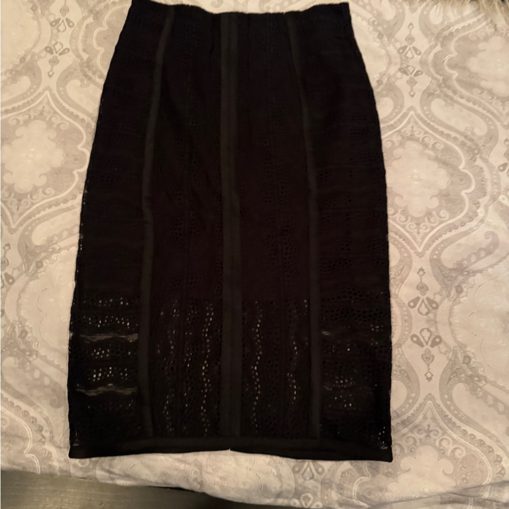 Veronica Beard Black Lace Midi Skirt